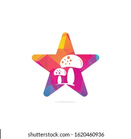 healthy mushroom star shape concept logo vector template. Mushroom logo.	