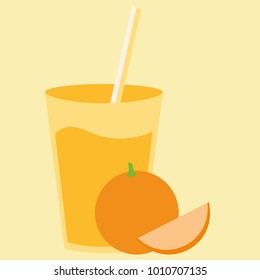 Healthy natural cocktail drink with sweet orange fruit. Fresh organic citrus smoothie. For restaurant menu, card or design element background.