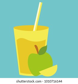 Healthy natural cocktail drink with sweet apple. Fresh organic summer vegetarian smoothie. For restaurant menu, card or design element background.