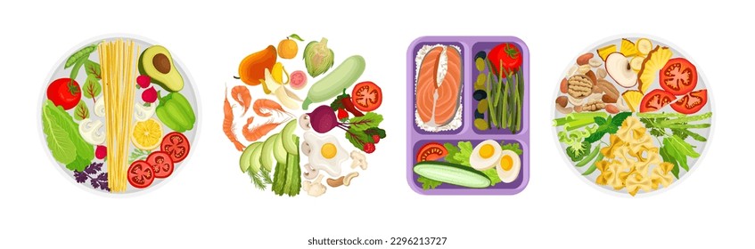 Healthy Natural Food and Organic Products Vector Composition Set