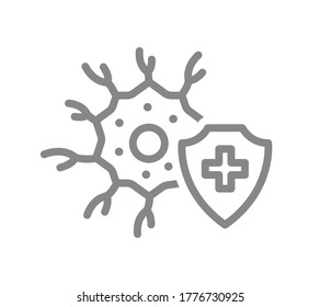 Healthy neuron line icon. Treatment, first aid for neural tissue disease symbol