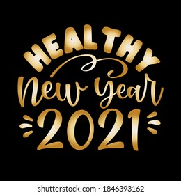 Healthy New Year 2021- Funny Greeting Card For New Year In Covid-19 Pandemic Self Isolated Period.  