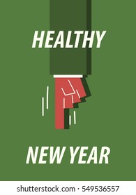HEALTHY NEW YEAR typography vector illustration
