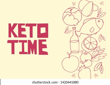 Healthy nutrition colorful vector illustration. Low carb diet. Colorful poster, banner