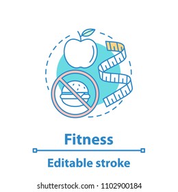 Healthy nutrition concept icon. Fitness idea thin line illustration. Organic food. Losing weight. Vector isolated outline drawing. Editable stroke