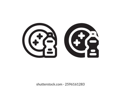 Healthy nutrition icon with plate and bottle Vector