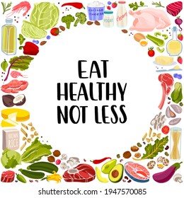 Healthy nutrition inspirational quote. Hand drawn healthy food and motivational phrase. Vector illustration and lettering for health and fitness centers, yoga studios, organic or vegetarian stores.