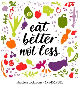 Healthy nutrition inspirational quote. Hand drawn motivational phrase. Vector decorative illustration and lettering for health and fitness centers, yoga studios, organic or vegetarian stores.