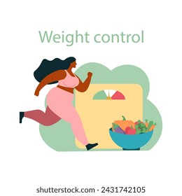 healthy nutrition and physical activity. Weight loss programs and a diet plan. Vector illustration in a flat style. Healthy lifestyle