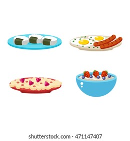 Healthy nutrition, proteins fats carbohydrates breakfast balanced diet, cooking, culinary and food concept vector