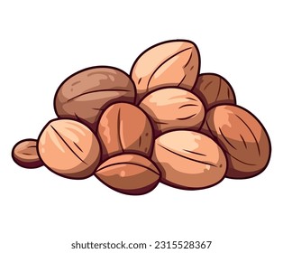 Nueces saludables en un montón sobre blanco