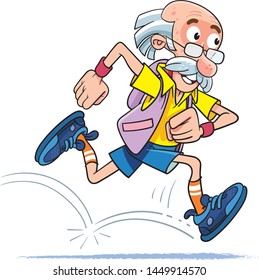 Healthy old man jogging to be fit