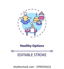 Healthy options concept icon. Business travel during covid pandemic idea thin line illustration. New travel conditions. Business trip. Vector isolated outline RGB color drawing. Editable stroke
