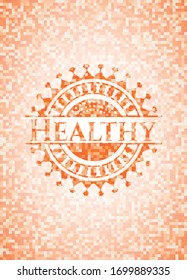 Símbolo de mosaico naranja saludable con fondo