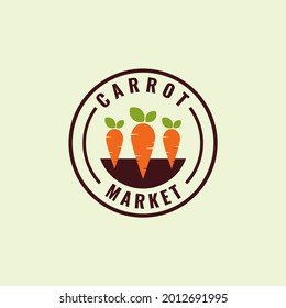 Healthy Organic Carrot Farm Logo Emblem Design Images, Daucus Carota Subsp. Sativus, Organic Market Label Vector Illustration