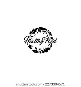 Healthy organic eco vegetarian food Logo design vector template.