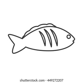 Healthy and organic food concept represented by fish icon. isolated and flat illustration 