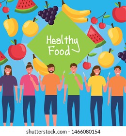 Healthy and organic food design, Fresh natural market product quality and eco theme Vector illustration