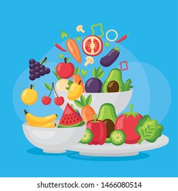 Healthy and organic food design, Fresh natural market product quality and eco theme Vector illustration