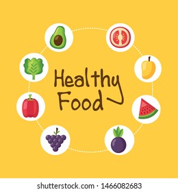 Healthy and organic food design, Fresh natural market product quality and eco theme Vector illustration