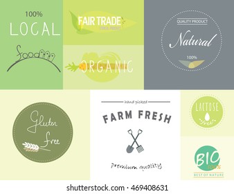 Healthy organic food labels and logos
Set of labels and logos for natural organic healthy food and products.