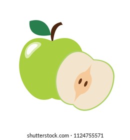 Healthy organic green apple, colorful tropical nature fresh fruit objects.