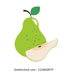Healthy organic green pear, colorful tropical nature fresh fruit objects.