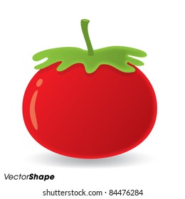 Healthy organic realistic red tomato, vector illustration
