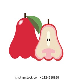 Healthy organic rose apple, colorful tropical nature fresh fruit objects.