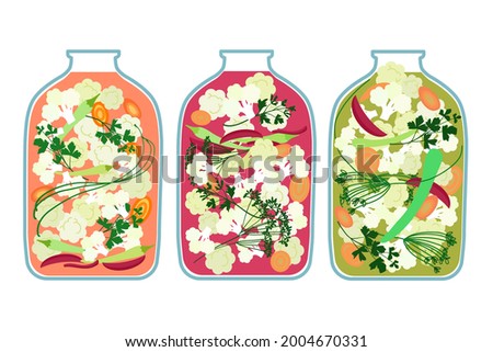 Healthy organic vegetable pickle in bottle jar