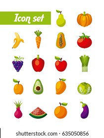 healthy organic vegetarian foods related icons image