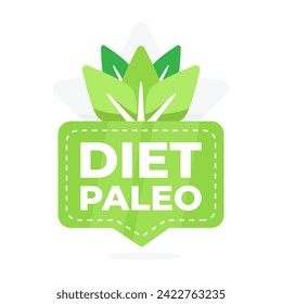 Healthy Paleo Diet Emblem with Vibrant Green Leaves for Nutritional Guidance