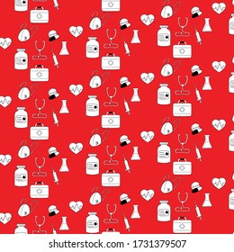 healthy pattern doodle in various pose isolated on red background