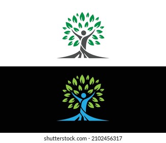 Healthy People Concept And Wellness Vector Logo Design Symbol Template.