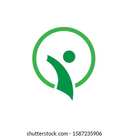 Healthy people creative logo design in happy.Green family color.