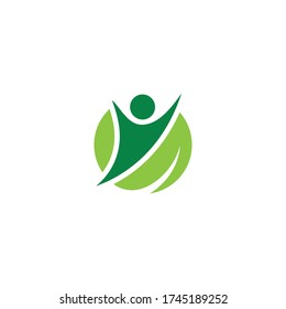 Healthy People and Leaf logo / icon design