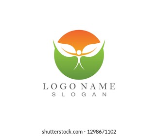 Healthy People Leaf Logo Template Vector 