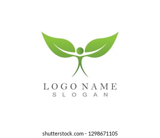 Healthy People Leaf Logo Template Vector 