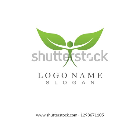 Healthy People Leaf Logo Template Vector 