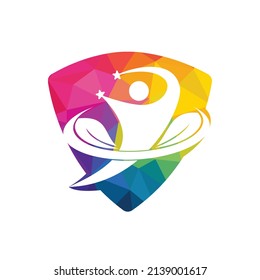 Healthy people logo design. Human life logo icon of abstract people leaves vector.