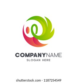 healthy people logo, people and leaf logo