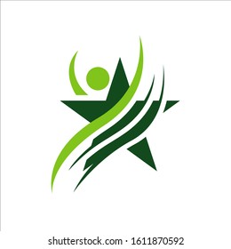 healthy people and star logo vector icon concept illustration