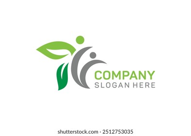 Healthy People Wellness Logo Design. Menschliches Logo. Gesundes Blatt, natürliches Blatt, Menschen Wellness Modernes Logo, Health Care Logo Design