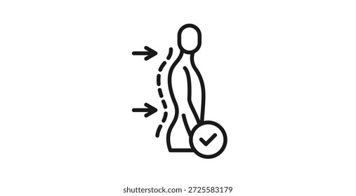 Icono de postura saludable Vector de contorno de bienestar de alineación corporal correcta