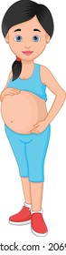 healthy pregnant woman isolated on white background