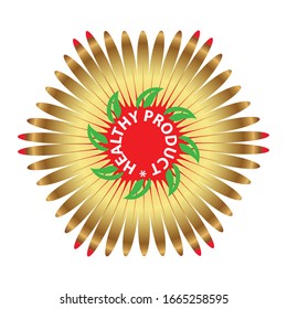 healthy product  label is a piece of paper,plastic film,cloth,metal or other material affixed to a container or product.
