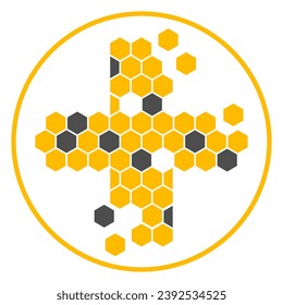 Healthy Propolis glycolic extract decoration for labeling - medical cross made from bee combs