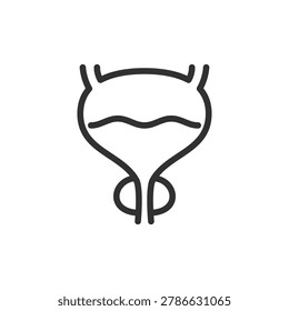 Healthy prostate, linear icon. Normal prostate and healthy urinary flow. Line with editable stroke.