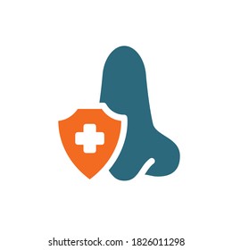 Healthy protected nose colored icon. Treatment, first aid for olfactory organ diseases symbol