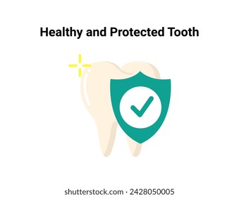 Healthy protected tooth flat illustration. Dentistry and orthodontics vector illustration. Dental clinic services, stomatology, dentistry, orthodontics, oral health care and hygiene vector.